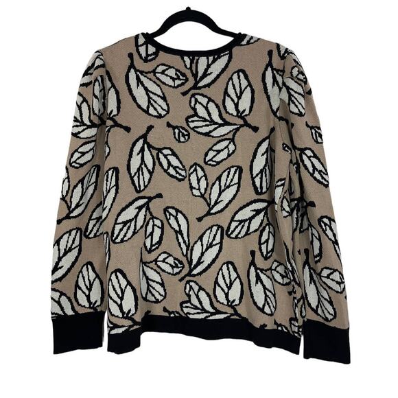 Anne Klein sweater long sleeve Leaf Print jacquard - Picture 4 of 5